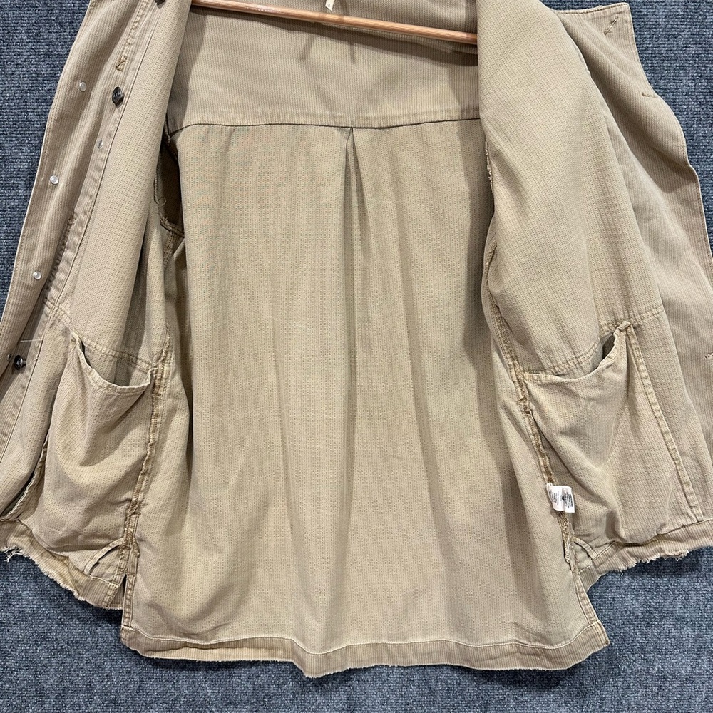 Free People embellished military jacket size SMALL distressed beaded shacket - Picture 6 of 12